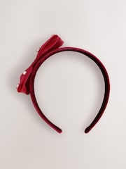 Red Velvet Bow Aliceband - Image 1 of 4