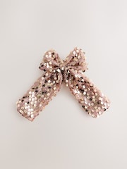 Metallic Rose Gold Sequin Bow Hair Clip - Image 2 of 4