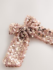 Metallic Rose Gold Sequin Bow Hair Clip - Image 4 of 4