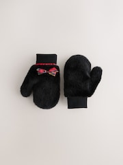 Black Faux Fur Mittens - Image 1 of 3