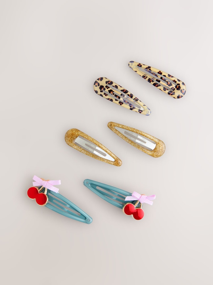 Gold - Leopard and Cherrys Hair Clips 6 Pack - Bild 1 von 4