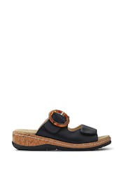 Pavers Black Wide-Fit Dual-Fasten Sandals - Image 1 of 5