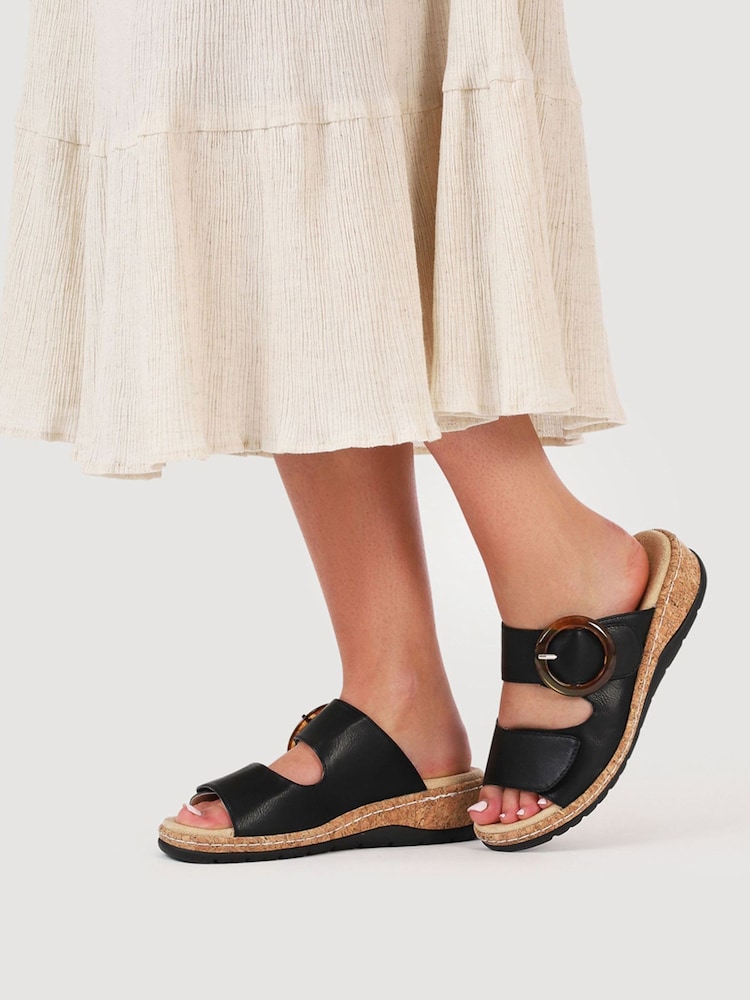 Pavers Black Wide-Fit Dual-Fasten Sandals - Image 6 of 6
