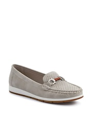 Pavers Grey Chunky Sole Leather Moccasins - Image 2 of 5