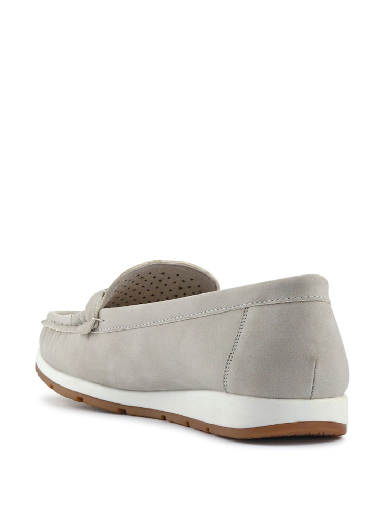 Pavers Grey Chunky Sole Leather Moccasins - Image 3 of 5