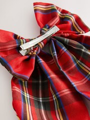 Red/Blue Tartan Statement Bow Hair Clip - Image 4 of 4