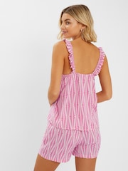 Accessorize Pink Ikat Frill Short Pyjamas Set - Image 2 of 4