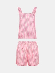 Accessorize Pink Ikat Frill Short Pyjamas Set - Image 4 of 4