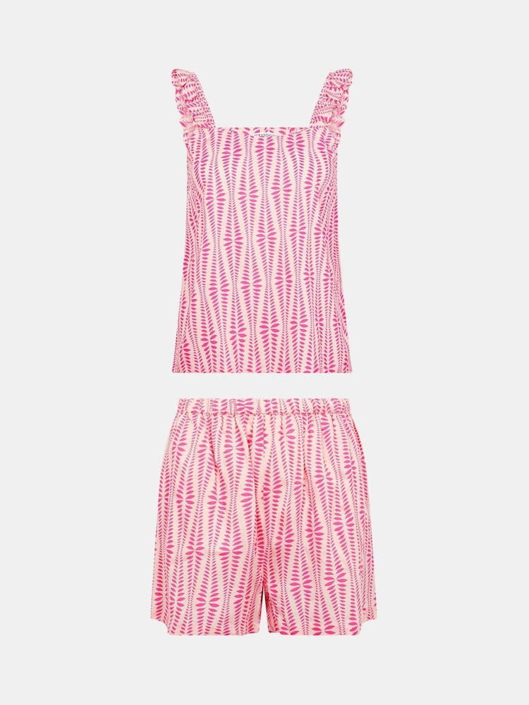 Accessorize Pink Ikat Frill Short Pyjamas Set - Image 4 of 4