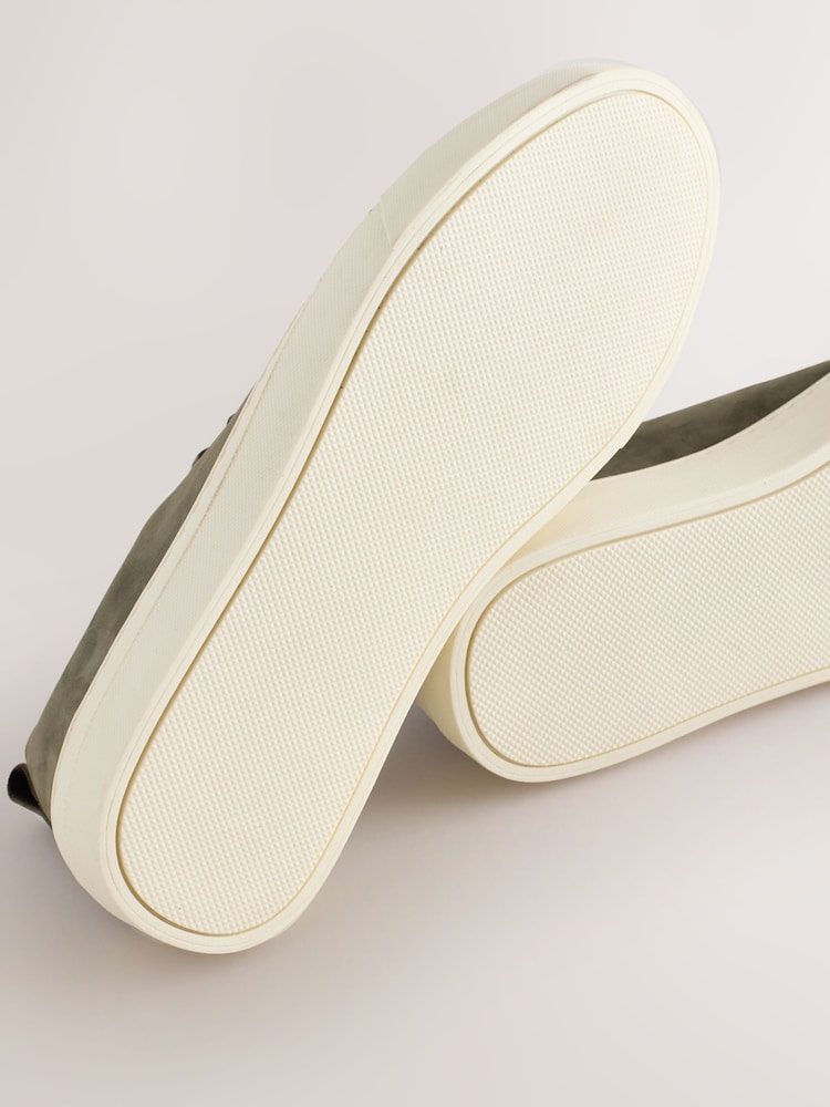Khaki Green Smart Casual Toe Cap Leather Longline Trainers - Image 6 of 6 Khaki Green Smart Casual Toe Cap Leather Longline Trainers - Image 6 of 6