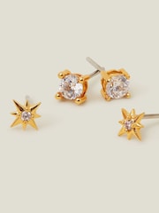 Accessorize 14ct Sparkle Studs Earrings 2 komplet - Slika 1 iz 3