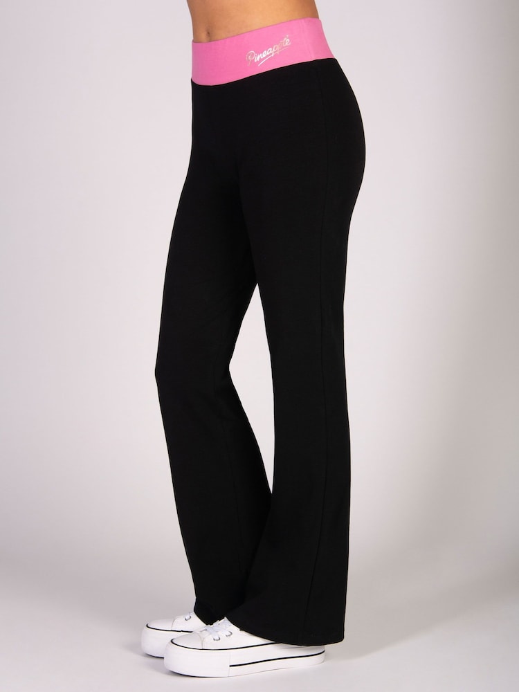 Pineapple Black Leather Chrome Black Charcoal Contrast Band Jersey Trousers - Image 1 of 6
