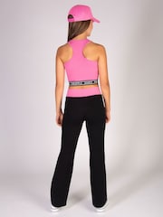 Pineapple Black Leather Chrome Black Charcoal Contrast Band Jersey Trousers - Image 5 of 6