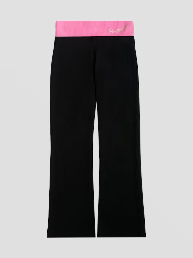 Pineapple Black Leather Chrome Black Charcoal Contrast Band Jersey Trousers - Image 6 of 6