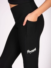 Pineapple Black Girls Panel Rib Pocket Leggings - Image 2 of 6