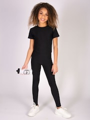 Pineapple Black Girls Panel Rib Pocket Leggings - Image 3 of 6