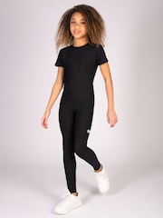 Pineapple Black Girls Panel Rib Pocket Leggings - Image 4 of 6