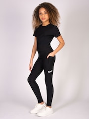 Pineapple Black Girls Panel Rib Pocket Leggings - Image 5 of 6