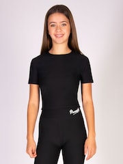 Pineapple Black Girls Rib Short Sleeve Crop Top - Image 1 of 6