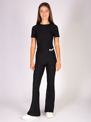 Pineapple Black Girls Rib Short Sleeve Crop Top - Image 2 of 6