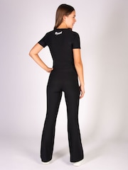 Pineapple Black Girls Rib Short Sleeve Crop Top - Image 6 of 6