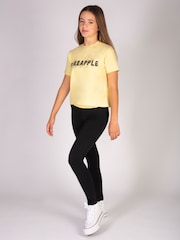Pineapple Black Girls Contrast Band Leggings - Image 3 of 7