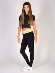 Pineapple Black Girls Contrast Band Leggings - Image 6 of 7