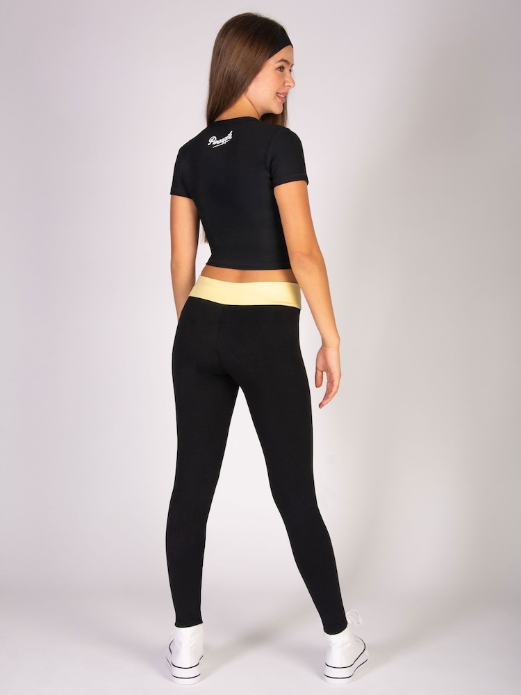 Pineapple Black Girls Contrast Band Leggings - Image 7 of 7