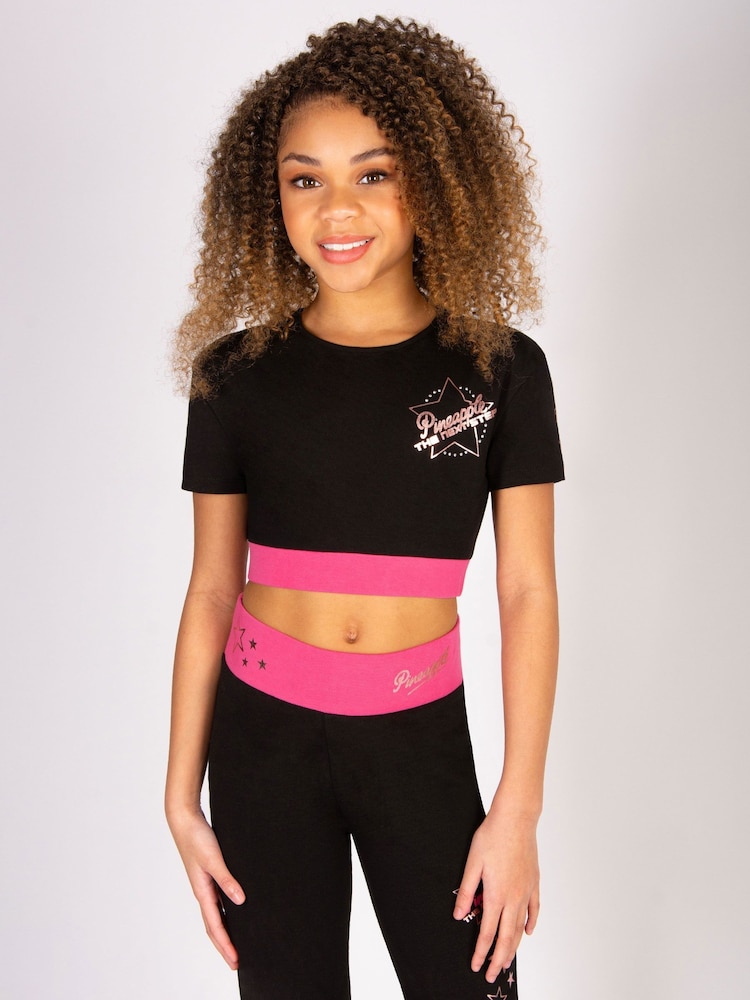 Pineapple Black The Next Step Star Short Sleeve Crop Top - Image 1 of 7