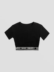 Pineapple Black Girls Tape Hem Crop T-Shirt - Image 6 of 6