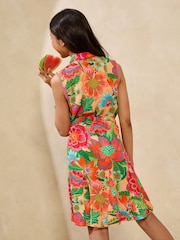 Lipsy Pink Multi Floral Crinkle Sleeveless Holiday Shop Shirt Dress (5-16yrs) - Image 5 of 5