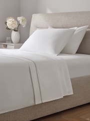 White Collection Luxe 600 Thread Count Cotton Sateen Flat Sheet - Image 1 of 2