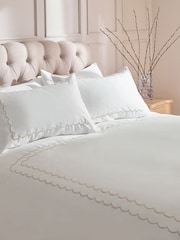 Collection Luxe 200 Thread Count Sateen Embroidered Scallop Duvet Cover and Pillowcase Set - 圖片 2/4