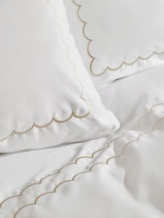Collection Luxe 200 Thread Count Sateen Embroidered Scallop Duvet Cover and Pillowcase Set - 圖片 4/4