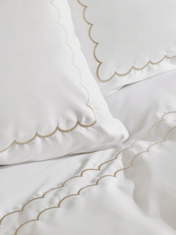 Collection Luxe 200 Thread Count Sateen Embroidered Scallop Duvet Cover and Pillowcase Set - 圖片 4/4