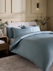 Mid Blue 400 Thread Count Egyptian Cotton Sateen Luxury Duvet Cover and Pillowcase Set - Image 1 of 4