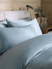 Mid Blue 400 Thread Count Egyptian Cotton Sateen Luxury Duvet Cover and Pillowcase Set - Image 2 of 4