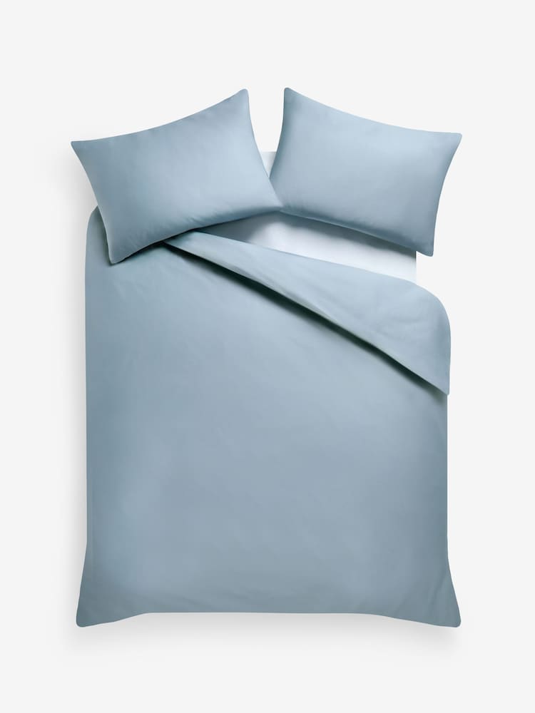 Mid Blue 400 Thread Count Egyptian Cotton Sateen Luxury Duvet Cover and Pillowcase Set - Image 4 of 4