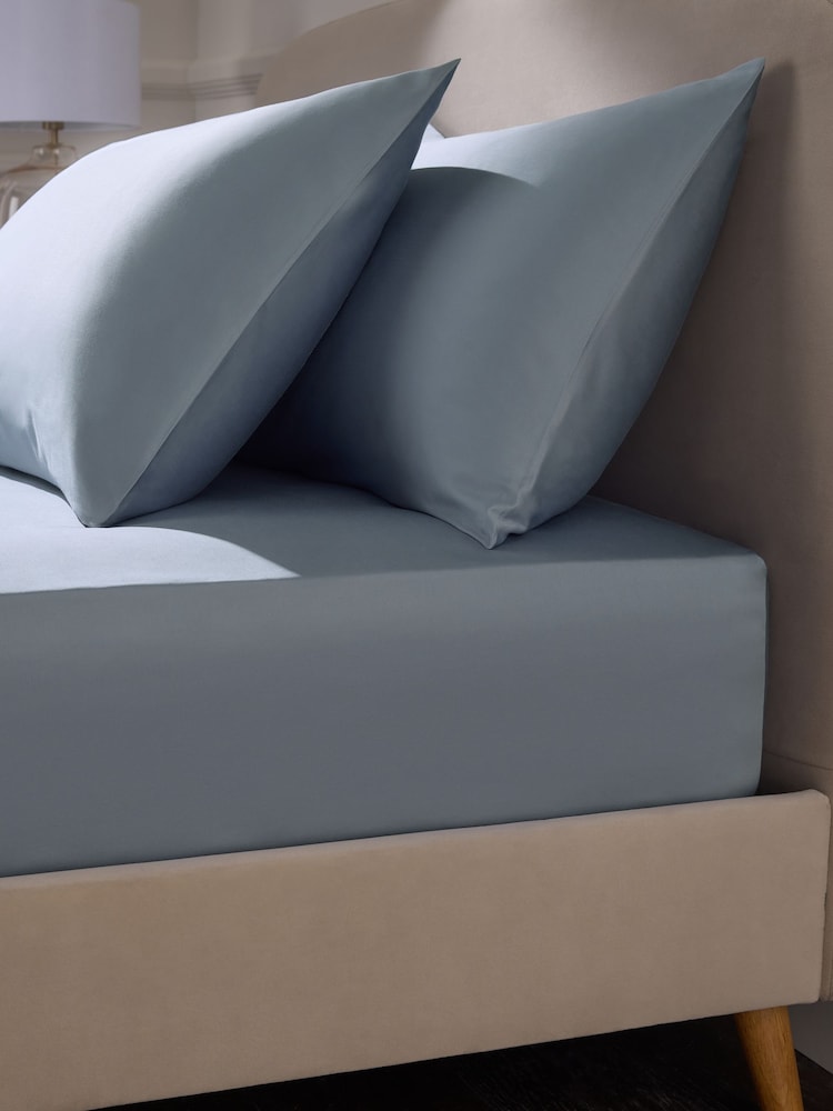 Mid Blue Collection Luxe 400 Thread Count Egyptian Deep Fitted Cotton Sateen Sheet - Image 1 of 2