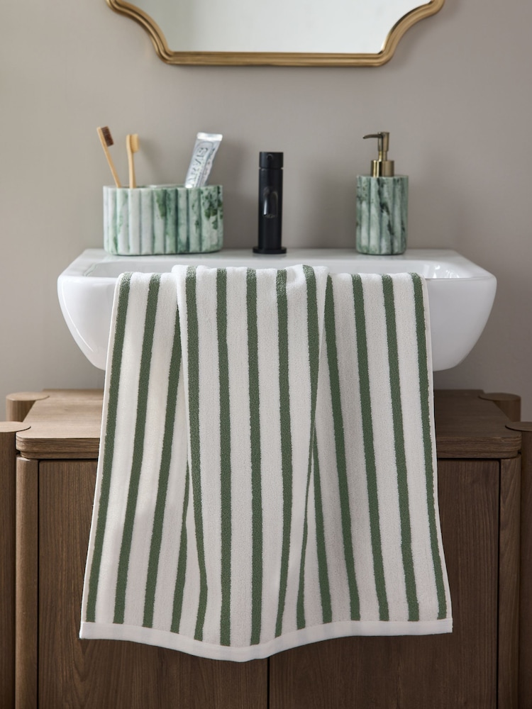 Sage Green Stripe Towel - Image 1 of 6