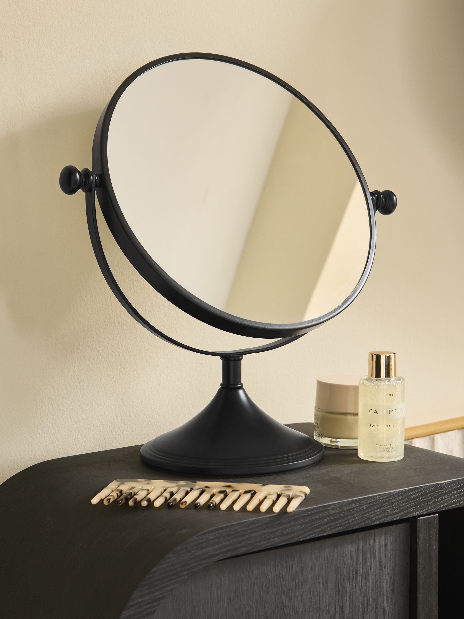Run Add Round Buy Black Round 3x Magnication Dressing Table Mirror from Next USA