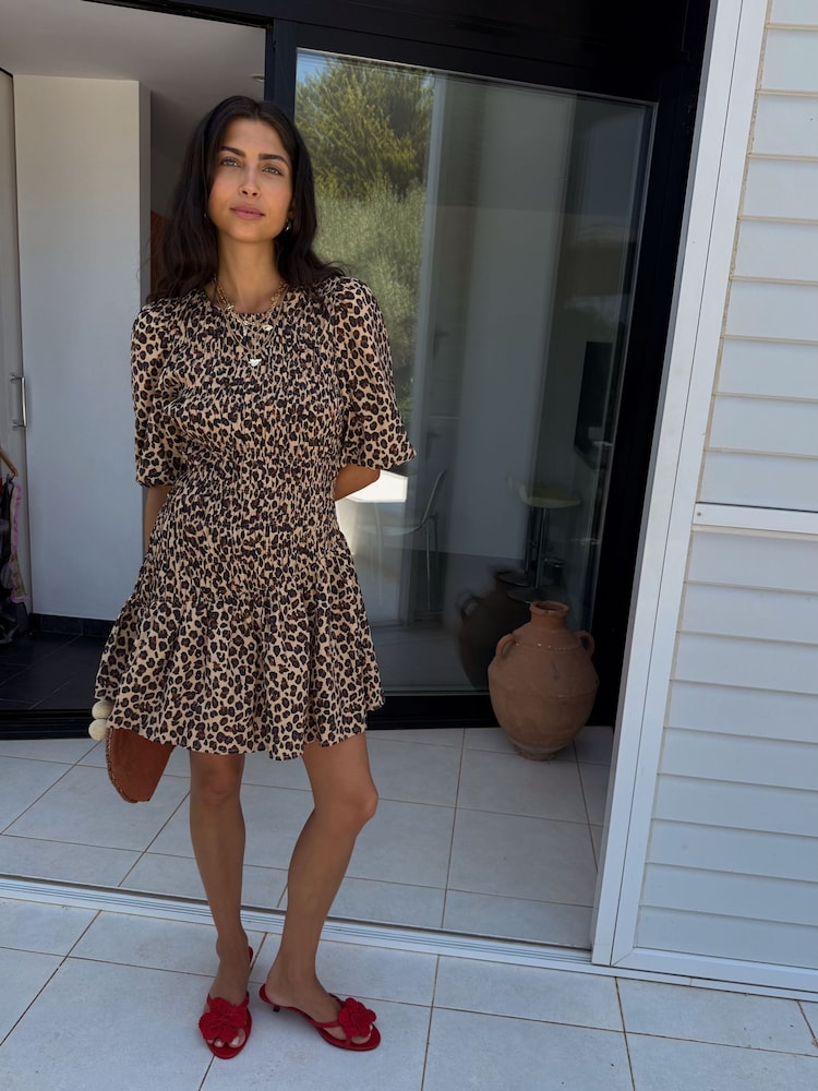 Never Fully Dressed Brown Leopard Print Mini Nara Dress - Image 1 of 7