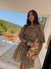 Never Fully Dressed Brown Leopard Print Mini Nara Dress - Image 2 of 7