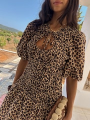 Never Fully Dressed Brown Leopard Print Mini Nara Dress - Image 3 of 7