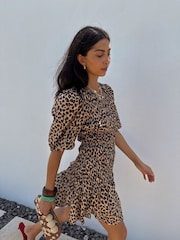 Never Fully Dressed Brown Leopard Print Mini Nara Dress - Image 5 of 7