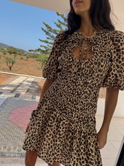 Never Fully Dressed Brown Leopard Print Mini Nara Dress - Image 6 of 7