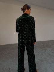 Never Fully Dressed Green Emerald Velvet Trousers - Image 2 of 5