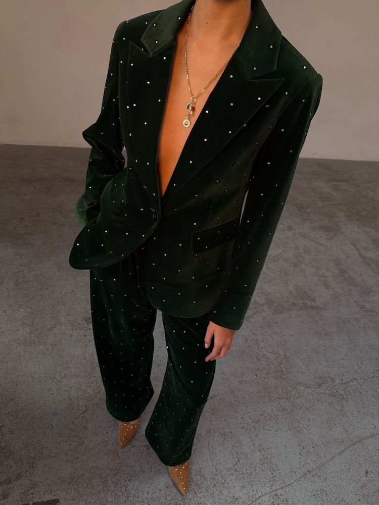 Buy Never Fully Dressed Green Emerald Velvet Trousers from Next India