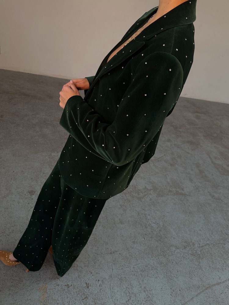 Buy Never Fully Dressed Green Emerald Velvet Trousers from Next India