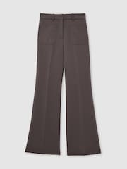 Reiss Mauve Neutral Priya Twill High-Rise Flared Trousers - Image 2 of 6